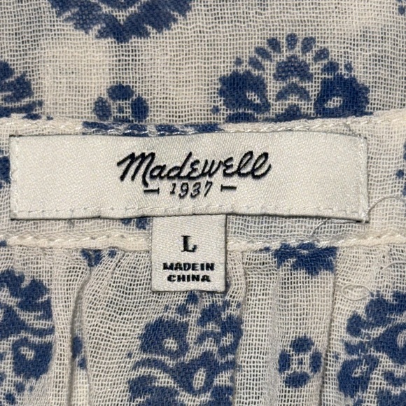 Madewell 100% Cotton Block Print Bathing Suit Cover Up SZ Large - Picture 7 of 8